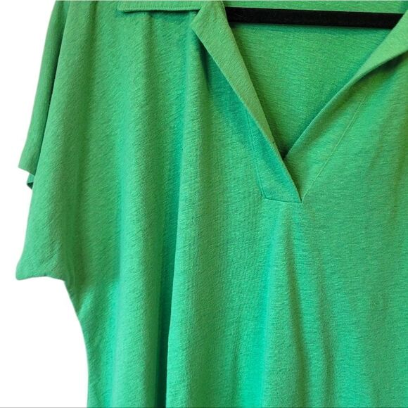 Lane Bryant Women's Kelly Green Linen Blend Polo Shirt Size 18/20 - Picture 4 of 6
